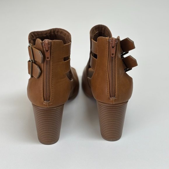 Brown Open Toe Ankle Boots - Picture 2 of 5